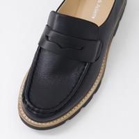 Dorte Black Leather/ Black Sole Loafers - DJANGO AND JULIETTE | Shouz