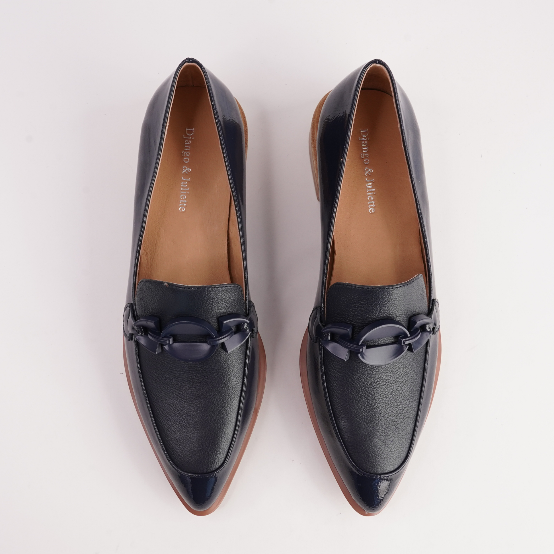 Elliotts Navy Patent/ Navy Leather Loafers - DJANGO AND JULIETTE | Shouz