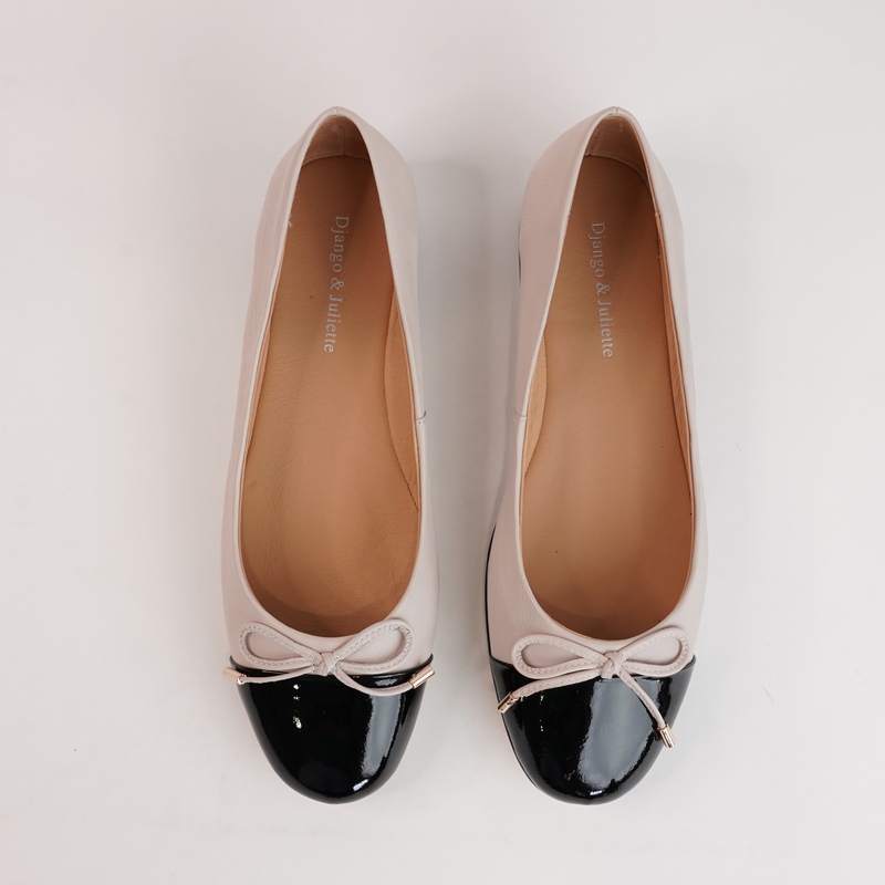 Ildiko Black Patent/ Nougat Leather Ballet Flats