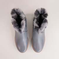 Dlinga Denim/ Denim Leopard Fur Leather Boots