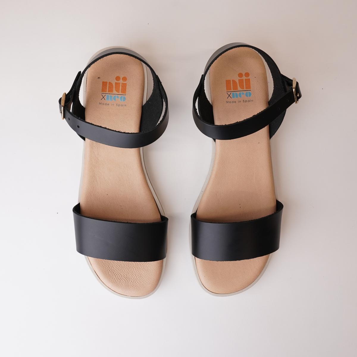 Bella Black Leather Sandals - NU BY NEO | Shouz