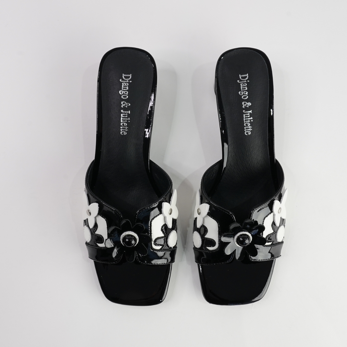 Hetti Black/ White Patent Leather Heels - DJANGO AND JULIETTE | Shouz