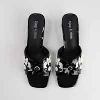 Hetti Black/ White Patent Leather Heels