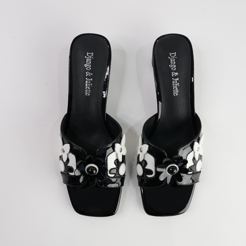 Hetti Black/ White Patent Leather Heels