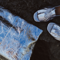 Aevie Metallic Crinkle Patent Leather Clutch