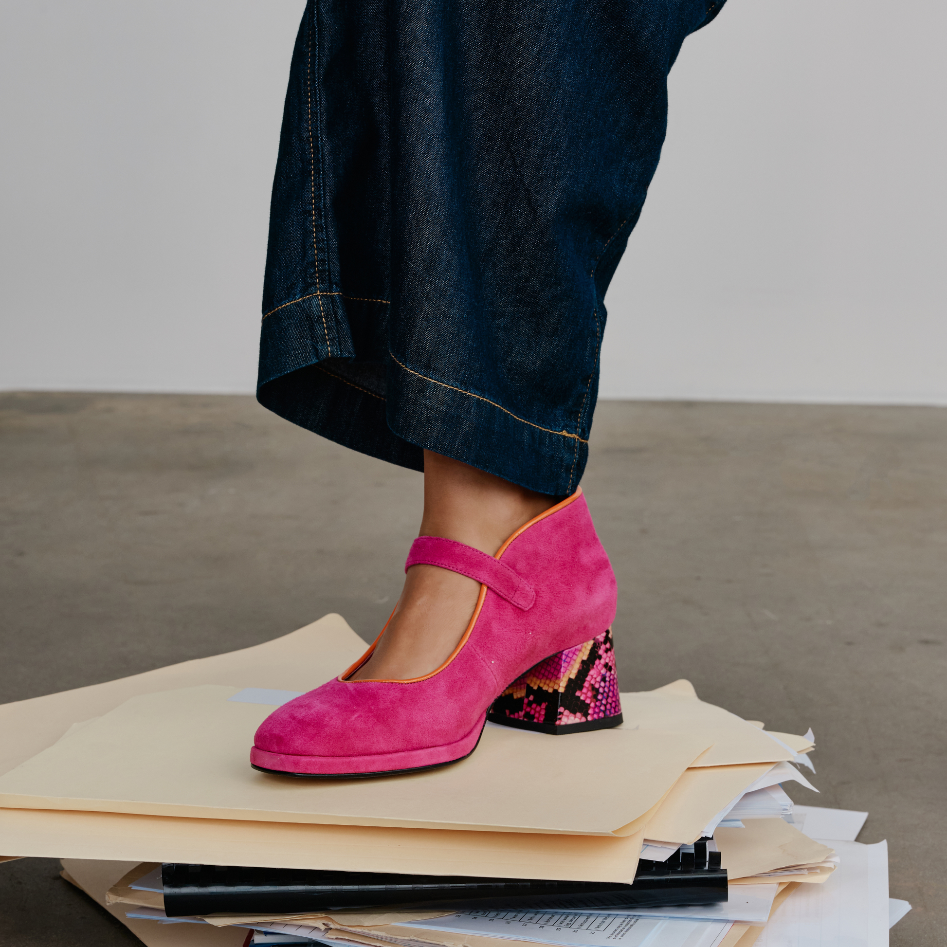Podium Hot Pink Suede Heels - BRESLEY | Shouz