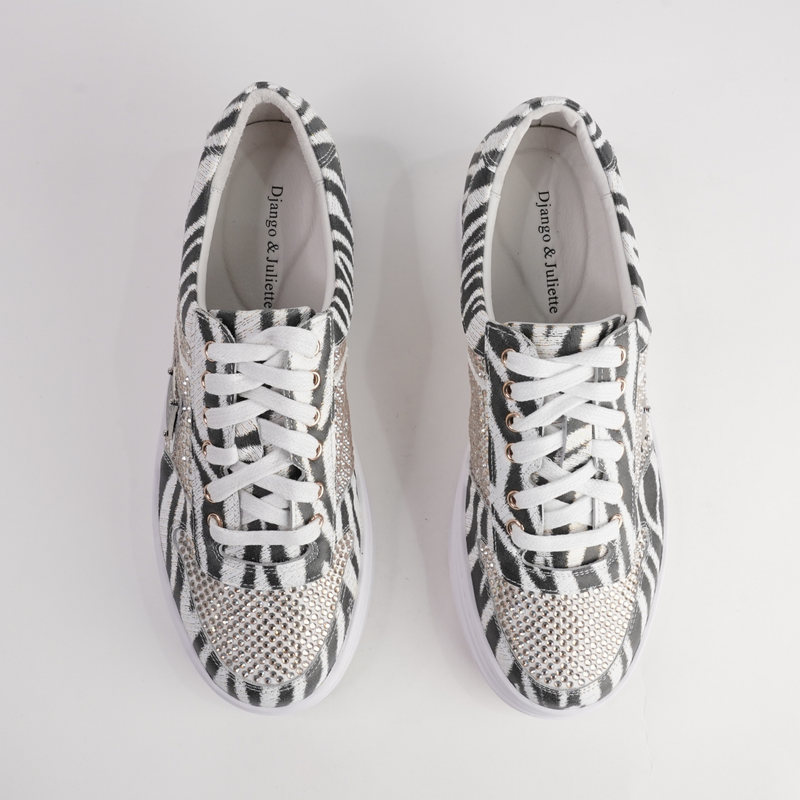 Nenna Zebra Leather/ Gold Jewels Leather Sneakers