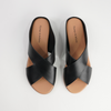 Harli Black Leather Slides