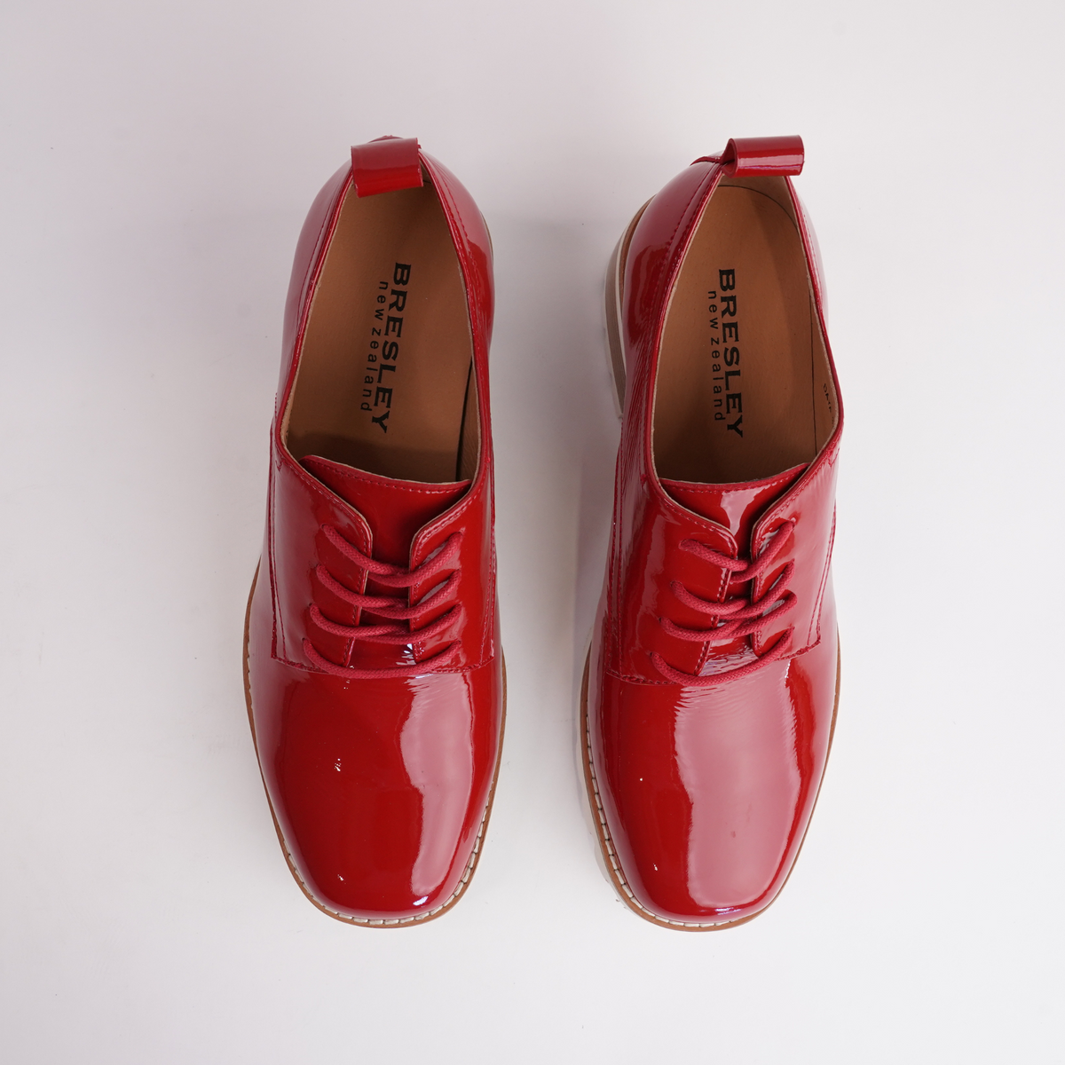 Daya Red Crinkle Patent Leather Brougues - BRESLEY | Shouz