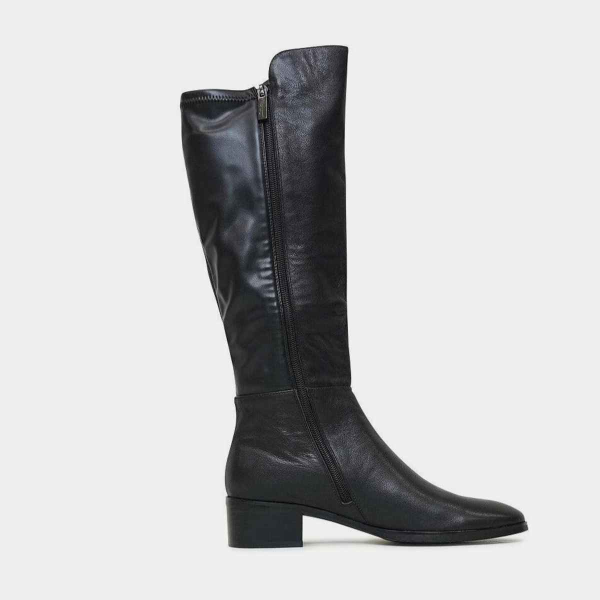 Tetley Black Leather/ Stretch Knee High Boots