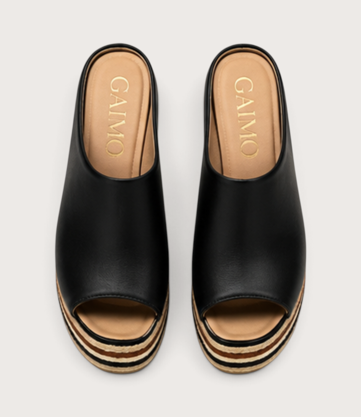Bob Black Leather Wedges