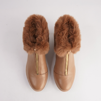 Lollys Cognac Leather/ Brown Fur Ankle Boots - DJANGO AND JULIETTE | Shouz