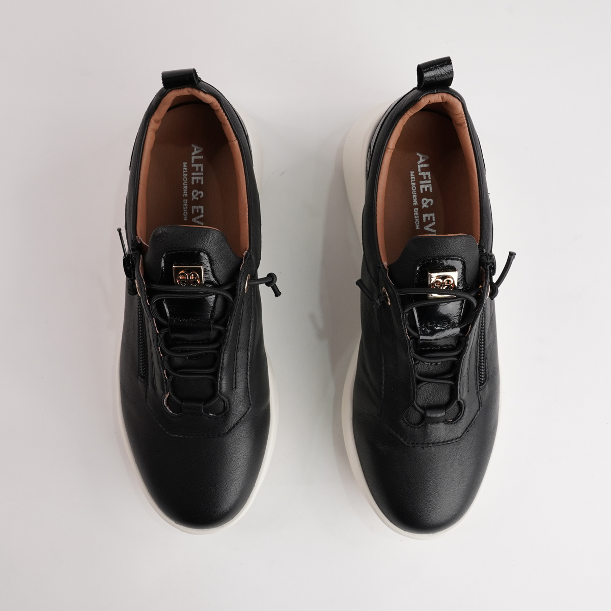 Tickler Black Leather Sneakers - ALFIE AND EVIE | Shouz