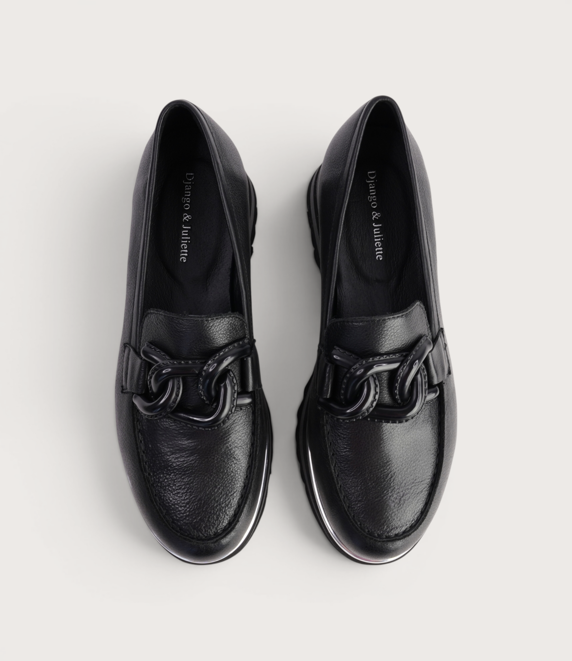Ealia Black Leather/ Black Charcoal Sole Loafers