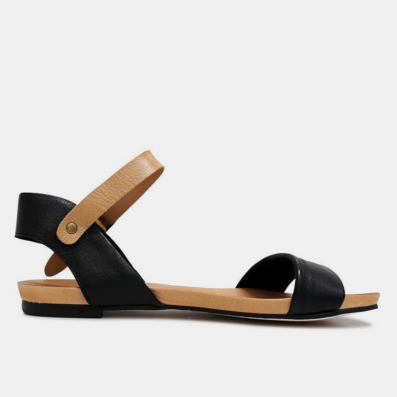 Jinnit Black/ Tan Leather Sandals