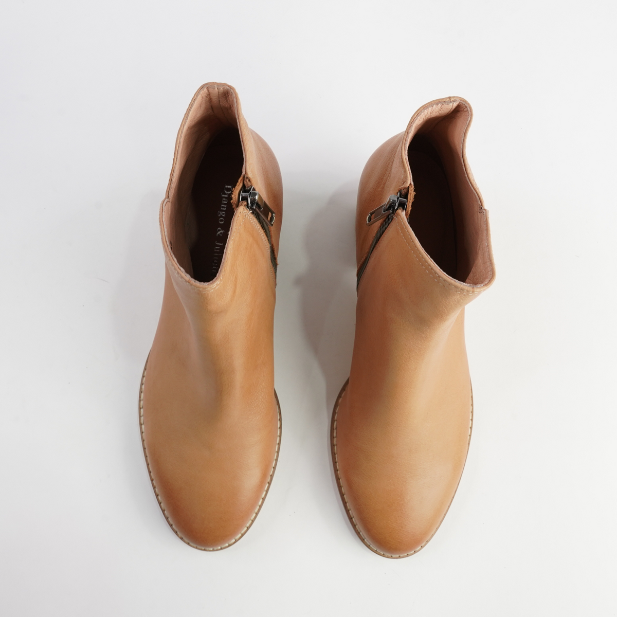 Mockas Dark Tan Leather Ankle Boots