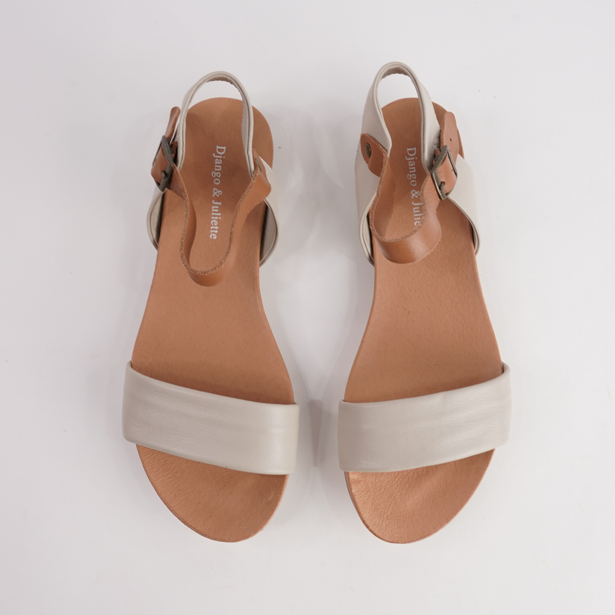 Jinnit Almond/ Tan Leather Sandals - DJANGO AND JULIETTE | Shouz