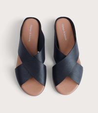 Harli Navy Leather Slides