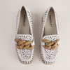 Popo White Leather Heeled Loafers