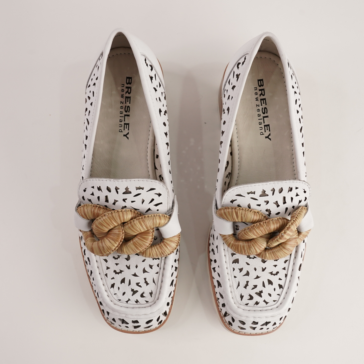 Popo White Leather Heeled Loafers - BRESLEY | Shouz