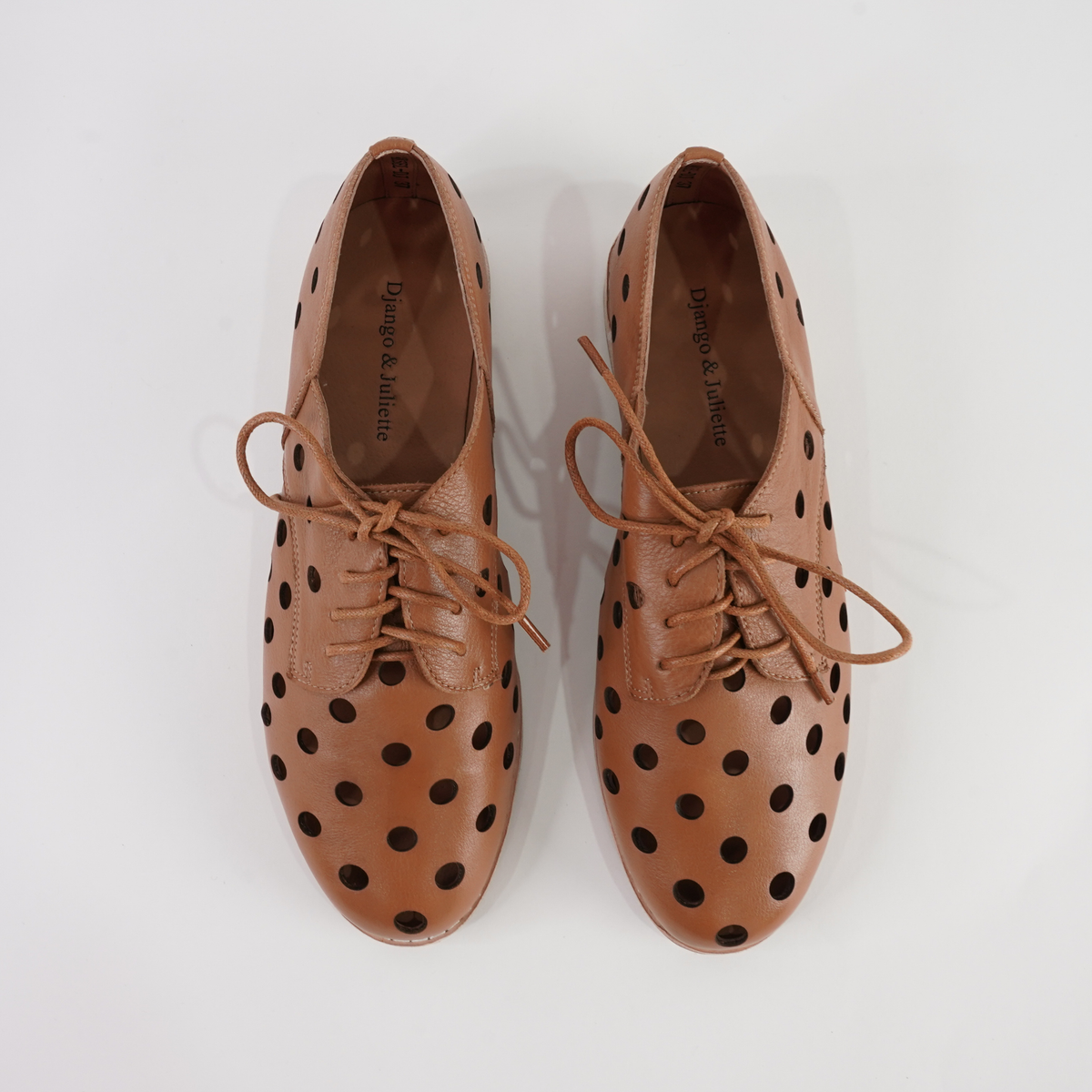 Aksel Dark Tan Leather Lace Up Flats - DJANGO AND JULIETTE | Shouz