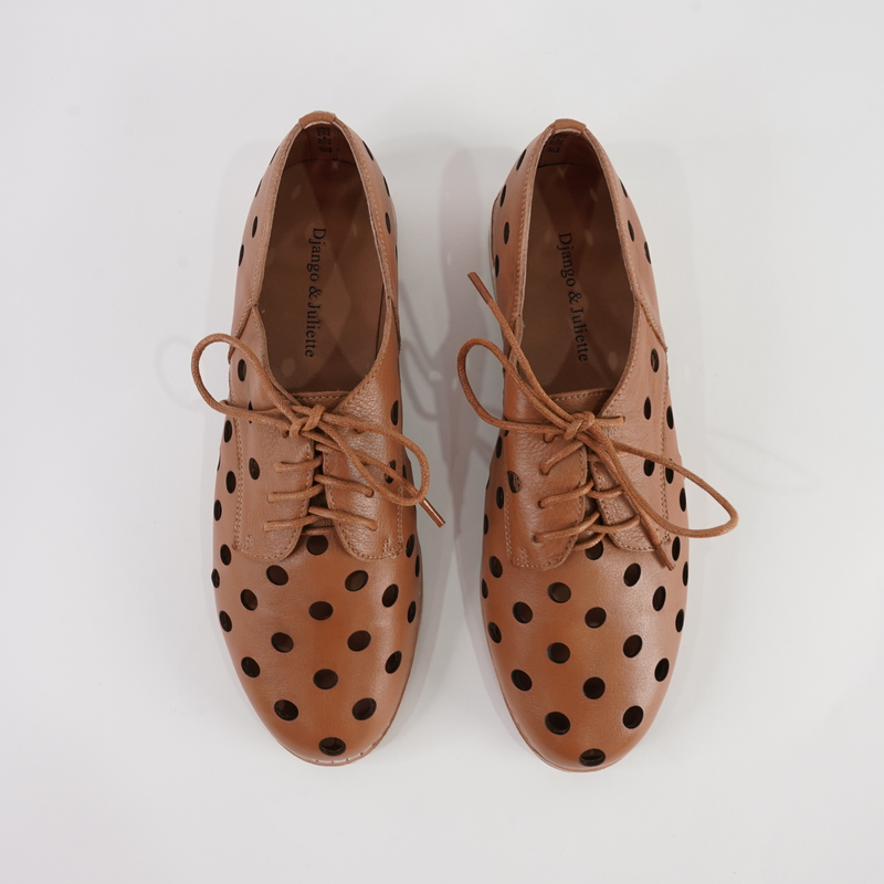 Aksel Dark Tan Leather Lace Up Flats
