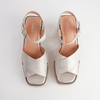Jemi Beige And Gold Wash Leather Heels