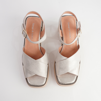 Jemi Beige And Gold Wash Leather Heels