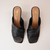 Aiya Black Leather Wedges