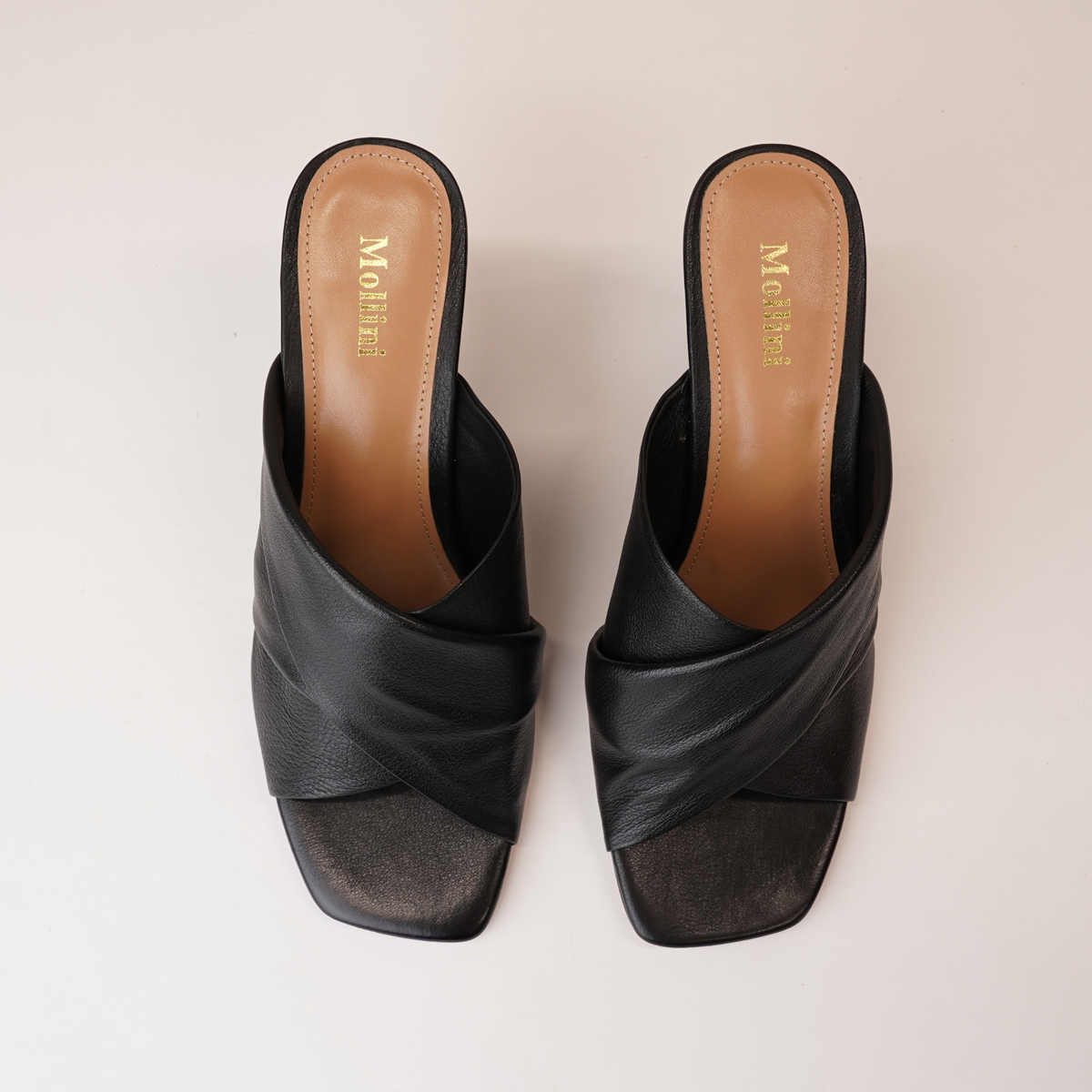 Aiya Black Leather Wedges - MOLLINI | Shouz