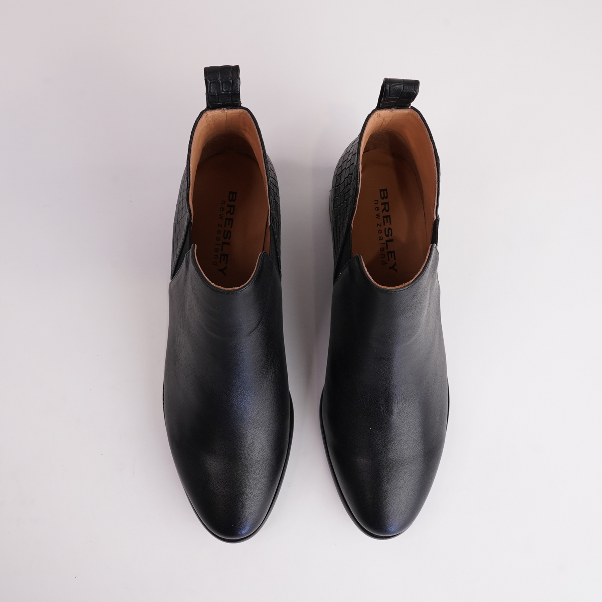 Anexia Black Croc Leather Ankle Boots - Shouz