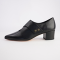 Arrie Black Leather Heels