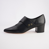 Arrie Black Leather Heels - TOP END | Shouz