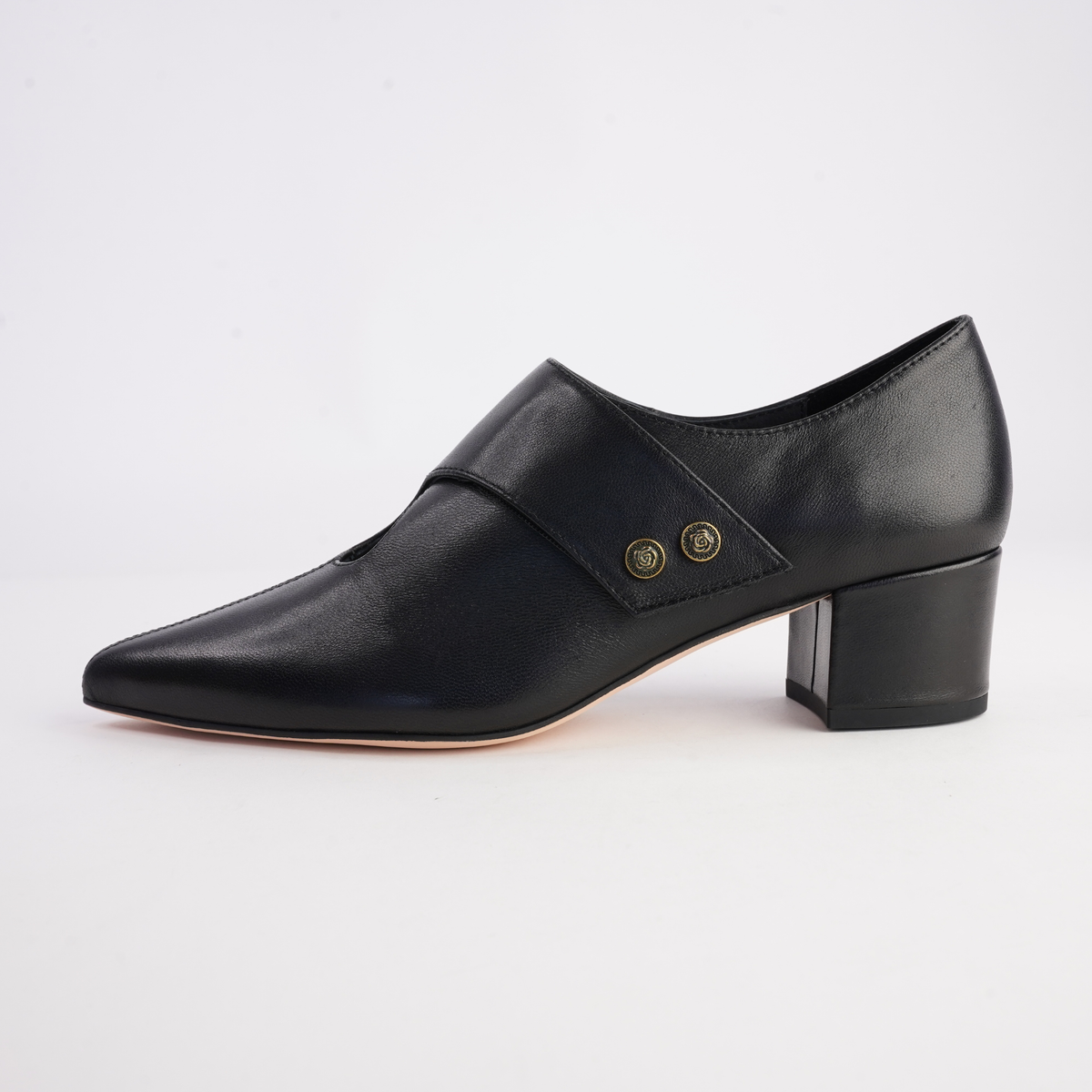 Arrie Black Leather Heels - TOP END | Shouz