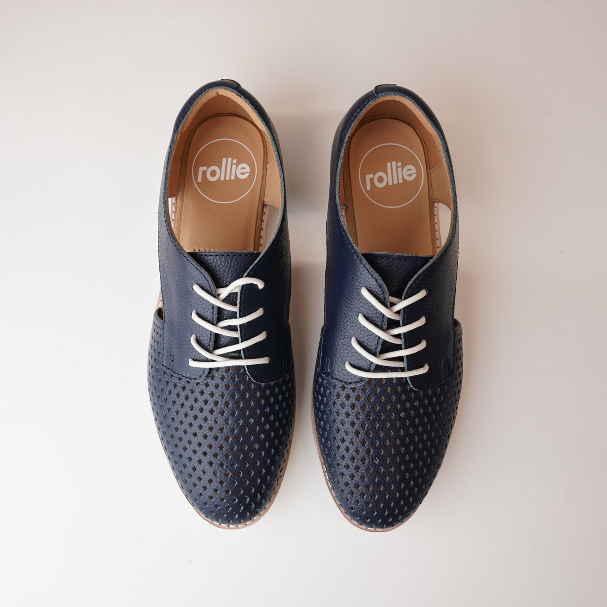 Sidecut Punch Navy Tumble Lace Up Flats - ROLLIE | Shouz