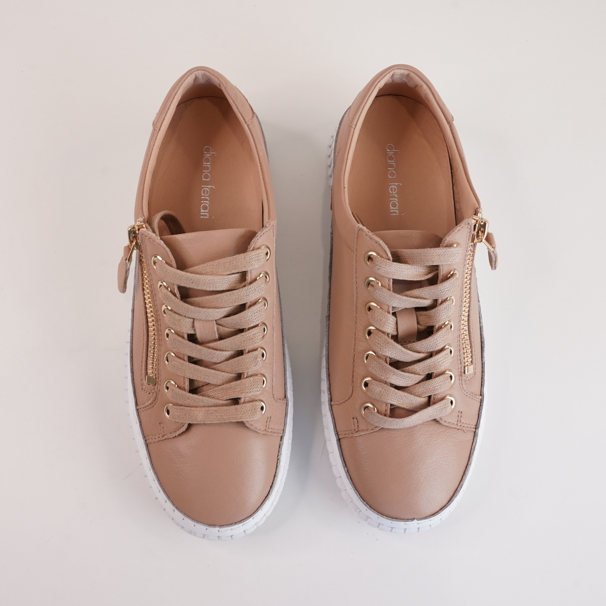 Jonza Latte Leather Sneakers - DIANA FERRARI | Shouz