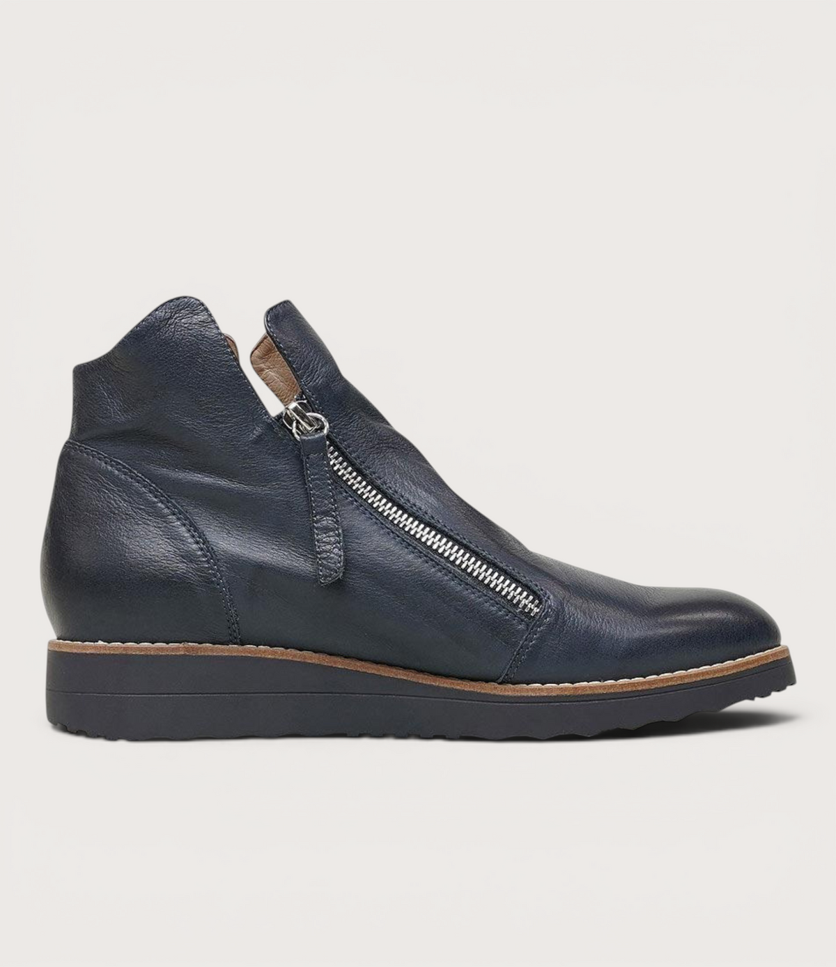 Ohmy Navy/ Navy Leather Ankle Boots