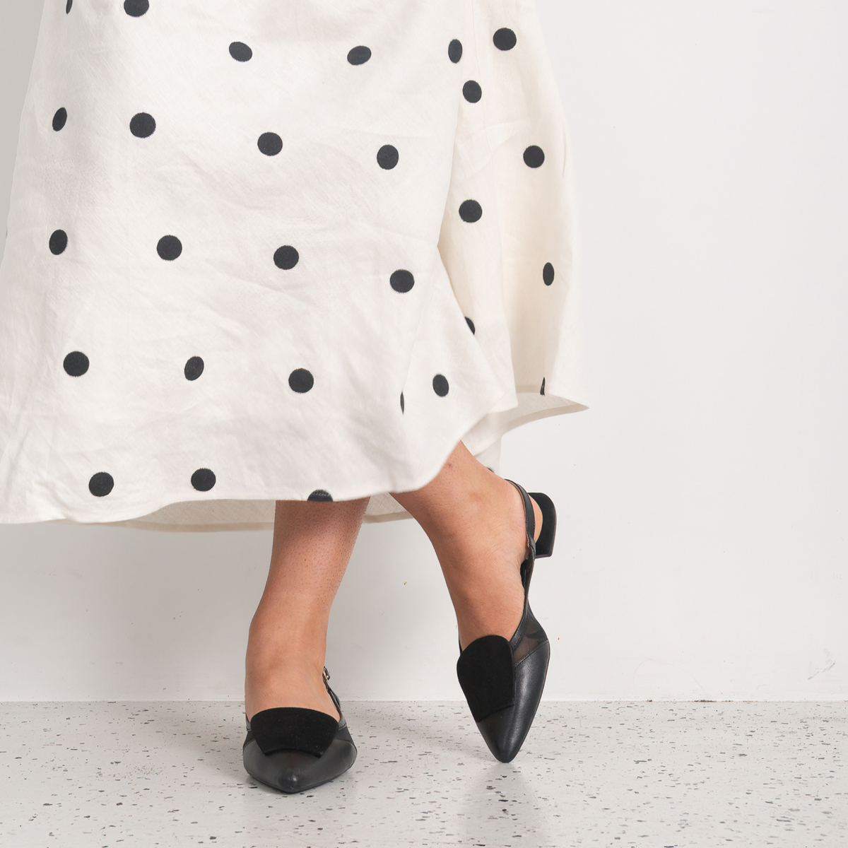 Vivienne Black Leather/ Black Mts Suede Flats