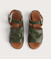 Positano Dark Olive Leather Sandals