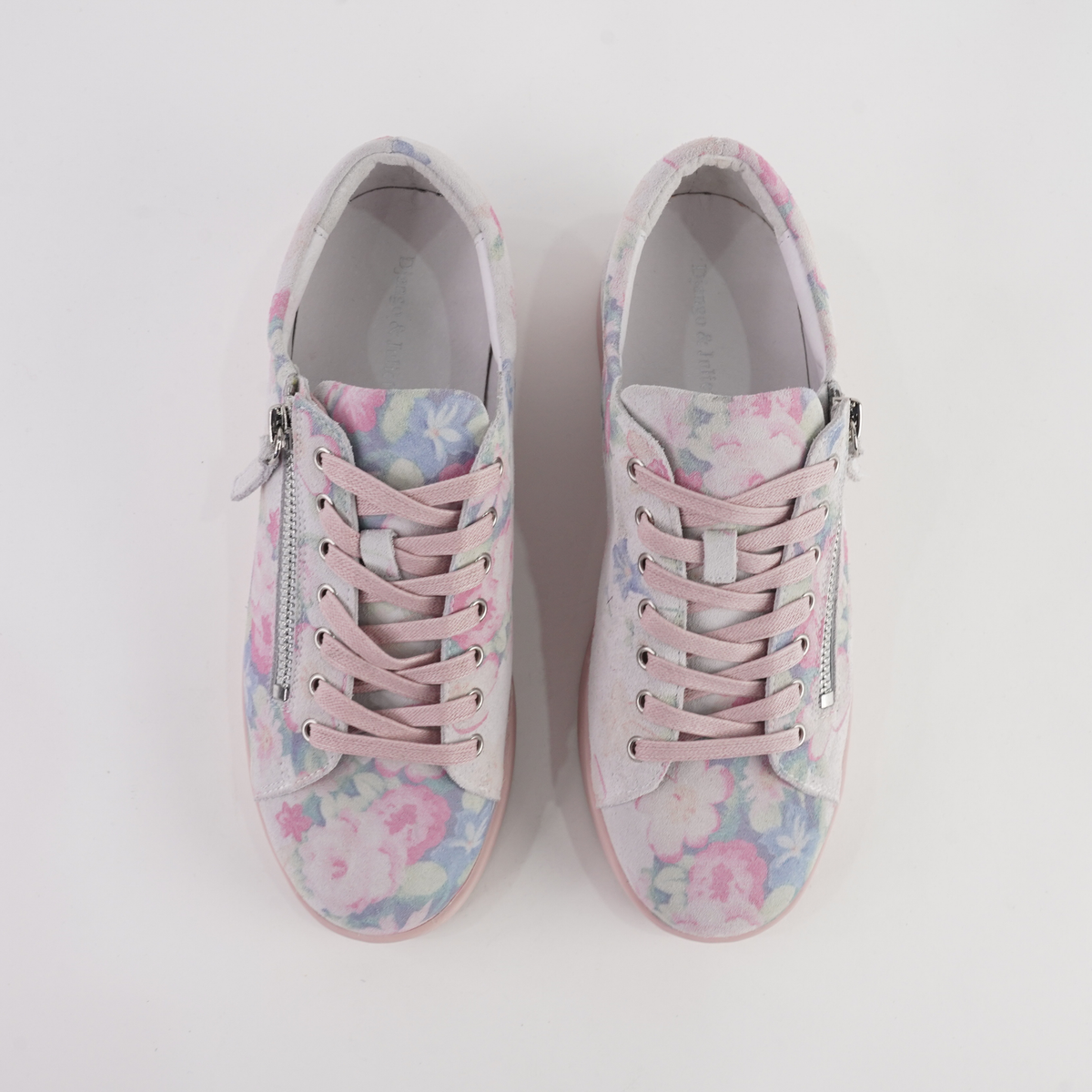 Jelorias Pastel Floral/ Pink Sole Leather Sneakers - DJANGO AND JULIETTE | Shouz