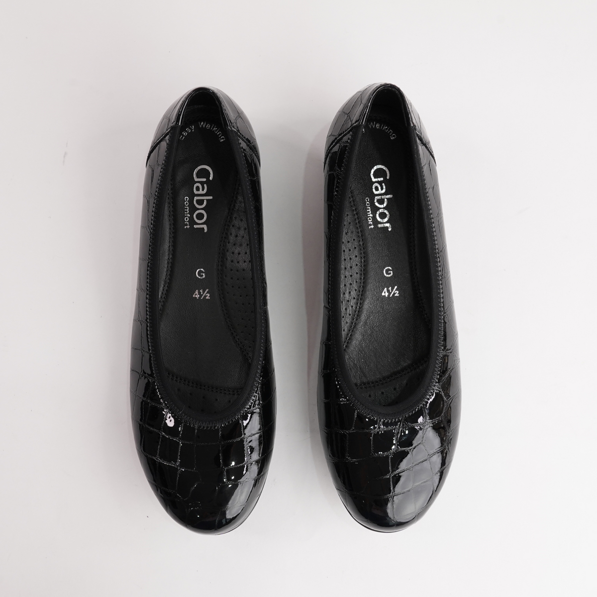 Gia Black Alligator Patent Leather Ballet Flats - GABOR | Shouz