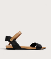 Jinnit Black/ Tan Leather Sandals