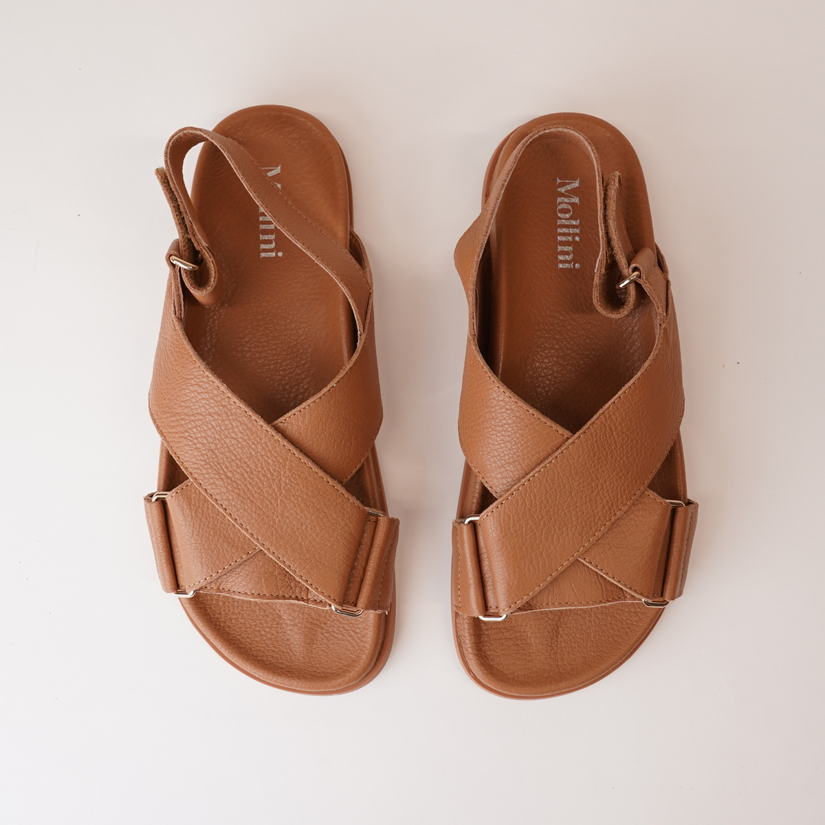 Haylow Dark Tan Leather Sandals - MOLLINI | Shouz