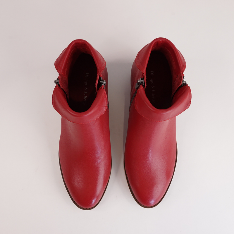 Twotimes Dark Red Leather Ankle Boots