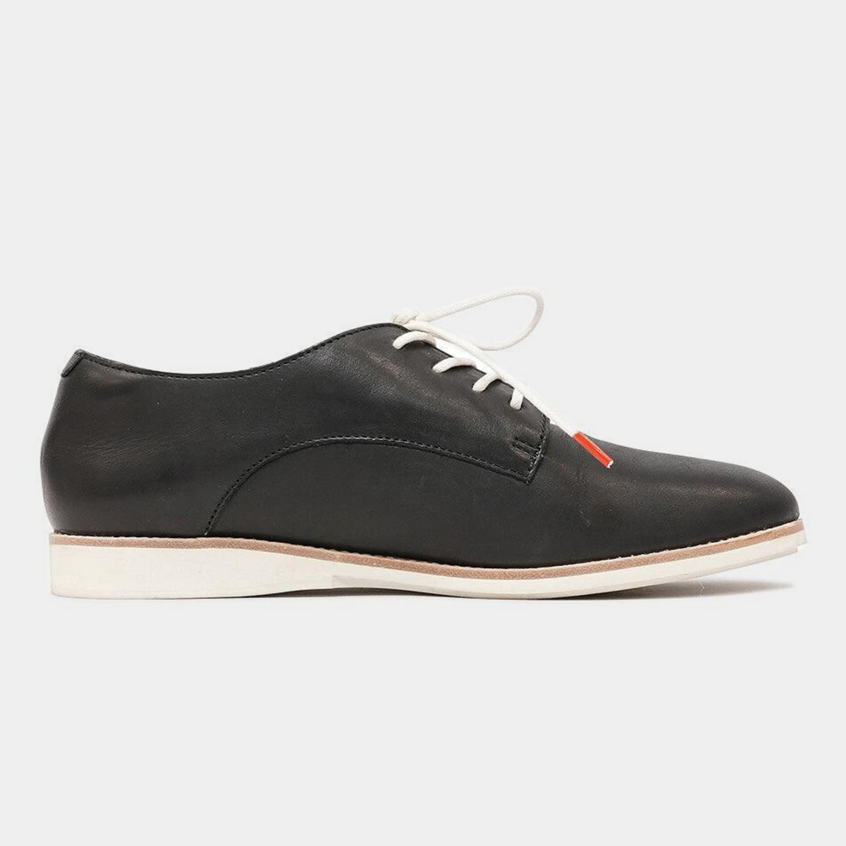 Derby Black Leather Lace Up Flats - ROLLIE | Shouz