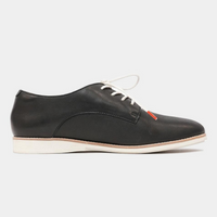 Derby Black Leather Lace Up Flats