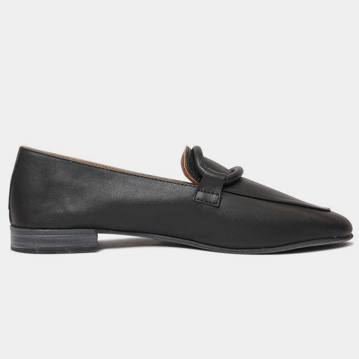 Joanne Black Leather Loafers - SALA | Shouz