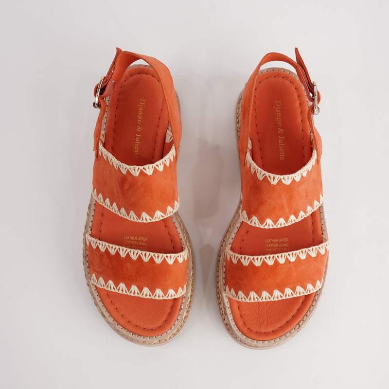Vera Dark Orange Suede Sandals