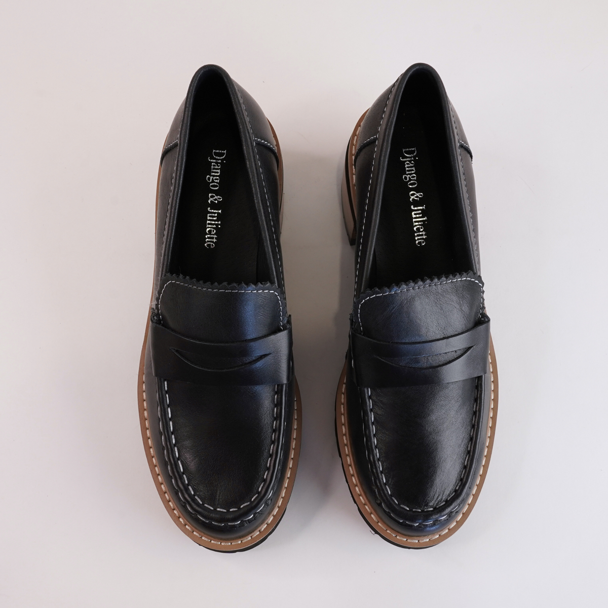 Merrel Black/ Natural Heeled Loafers
