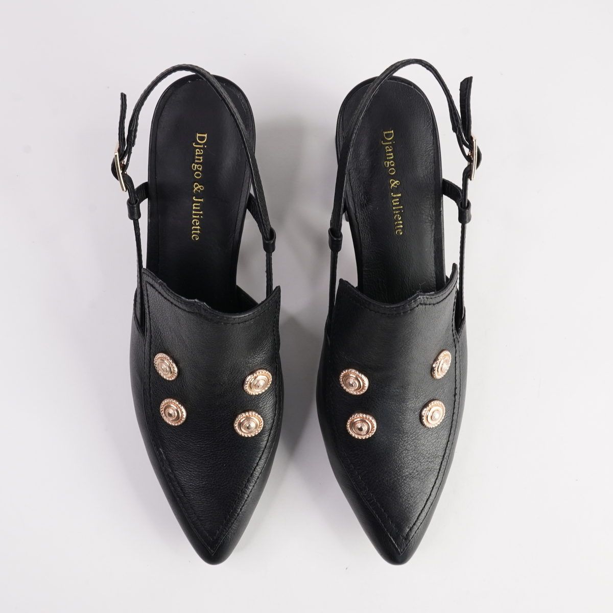 Millso Black Leather Heels - DJANGO AND JULIETTE | Shouz